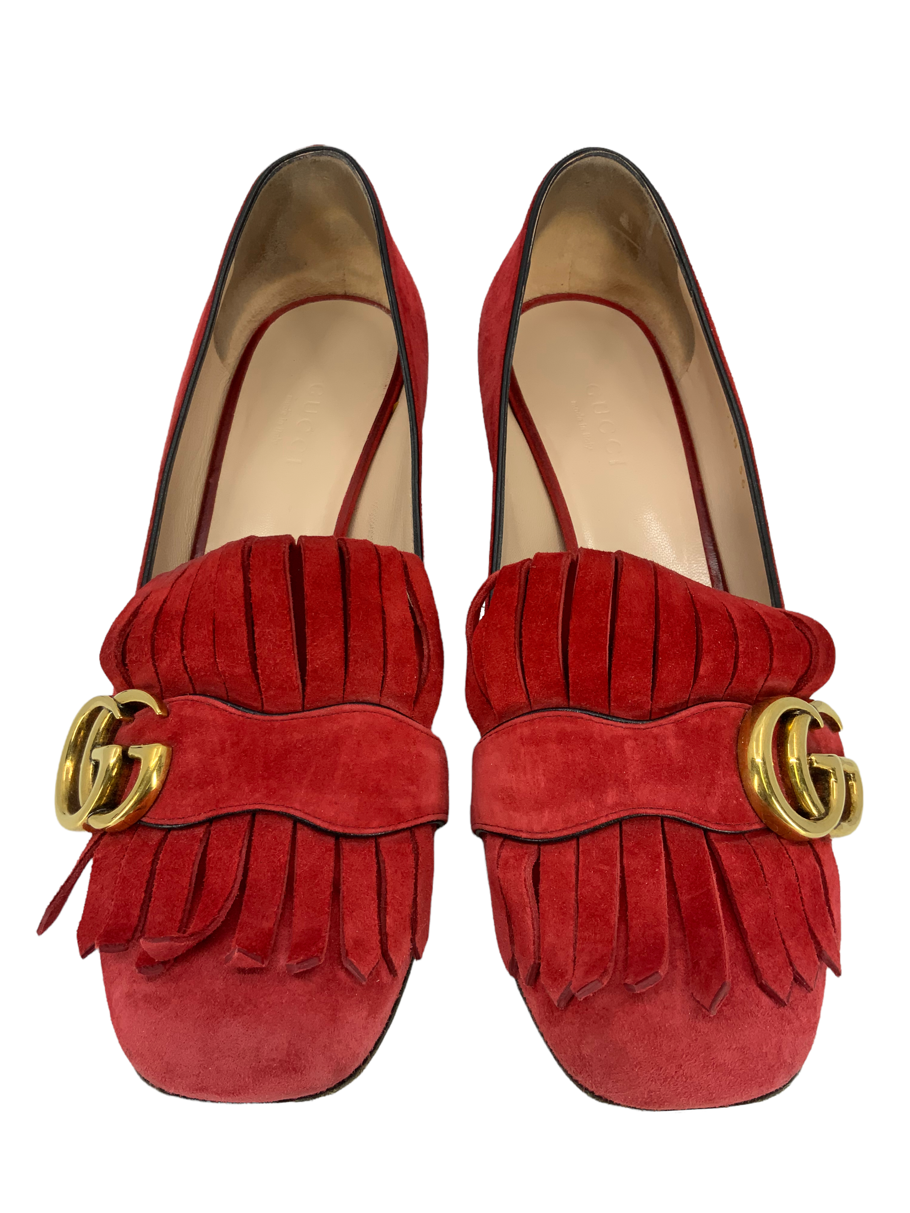 Gucci Marmont GG Suede Block-Heel Pumps Size 6: Gucci Marmont Pumps, Size 6, Suede, Block-Heel