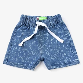 Infant Boys Denim Shorts - Cool Star Design in Mid Blue