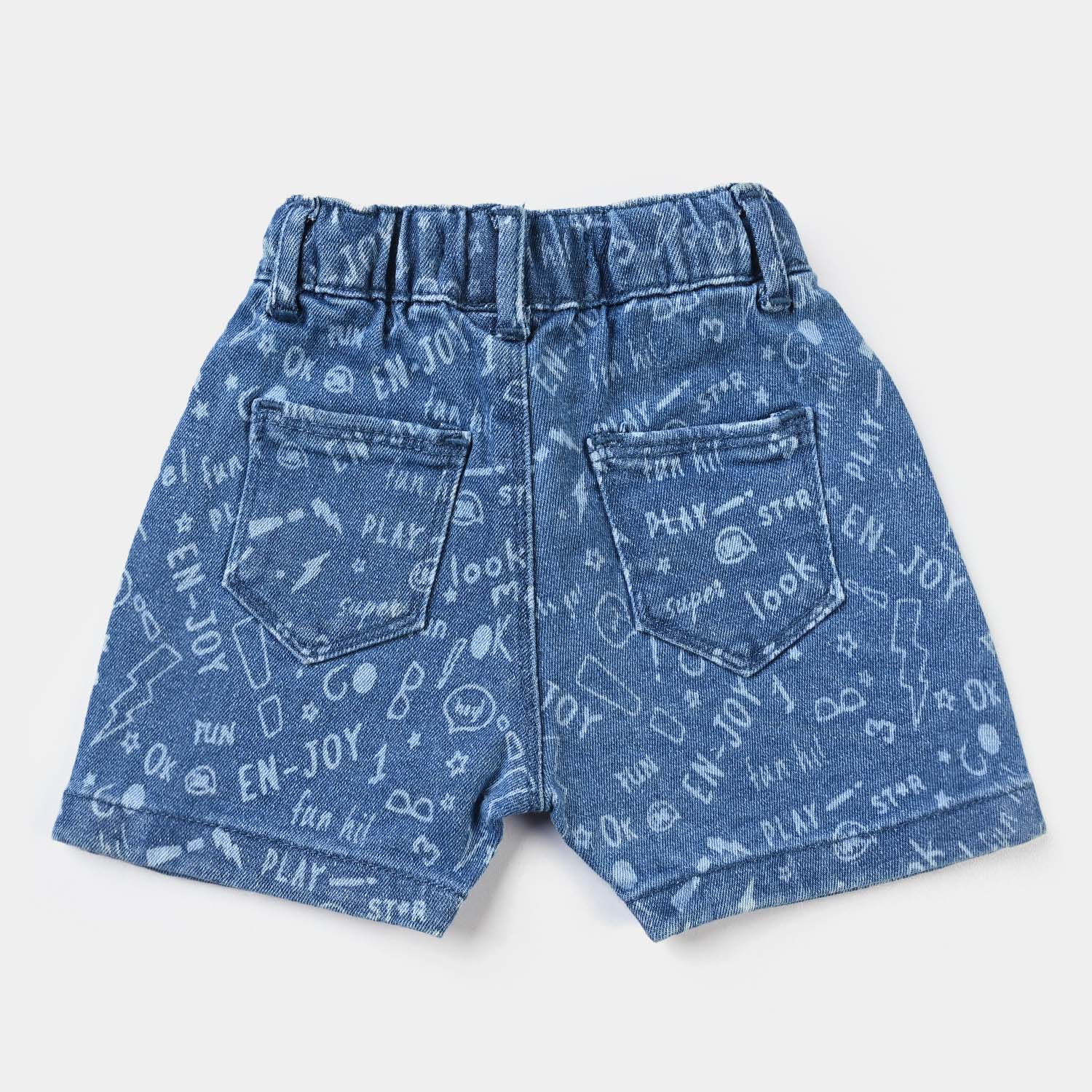 Infant Boys Denim Shorts - Cool Star Design in Mid Blue