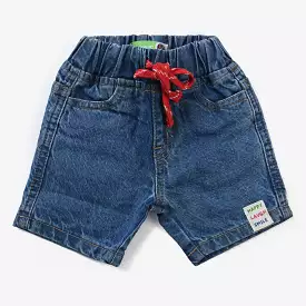 Infant Boys Denim Shorts - Lugh Happy Smile, Mid Blue.