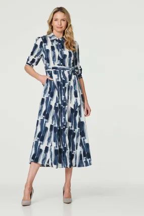 Izabel London Printed Tailored Midi Shirt Dress