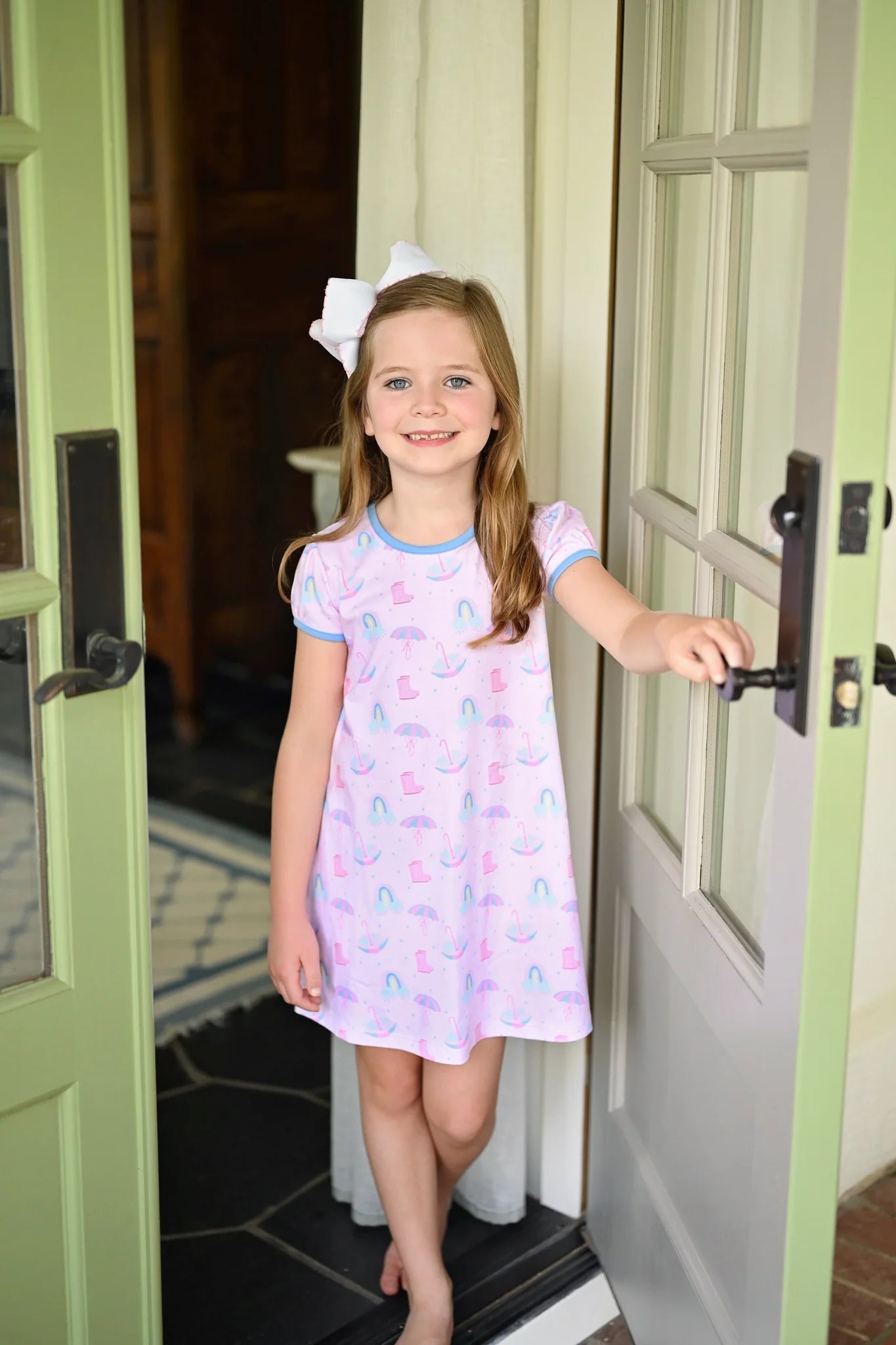 James & Lottie Knit Play Dress - Rain Rain Go Away