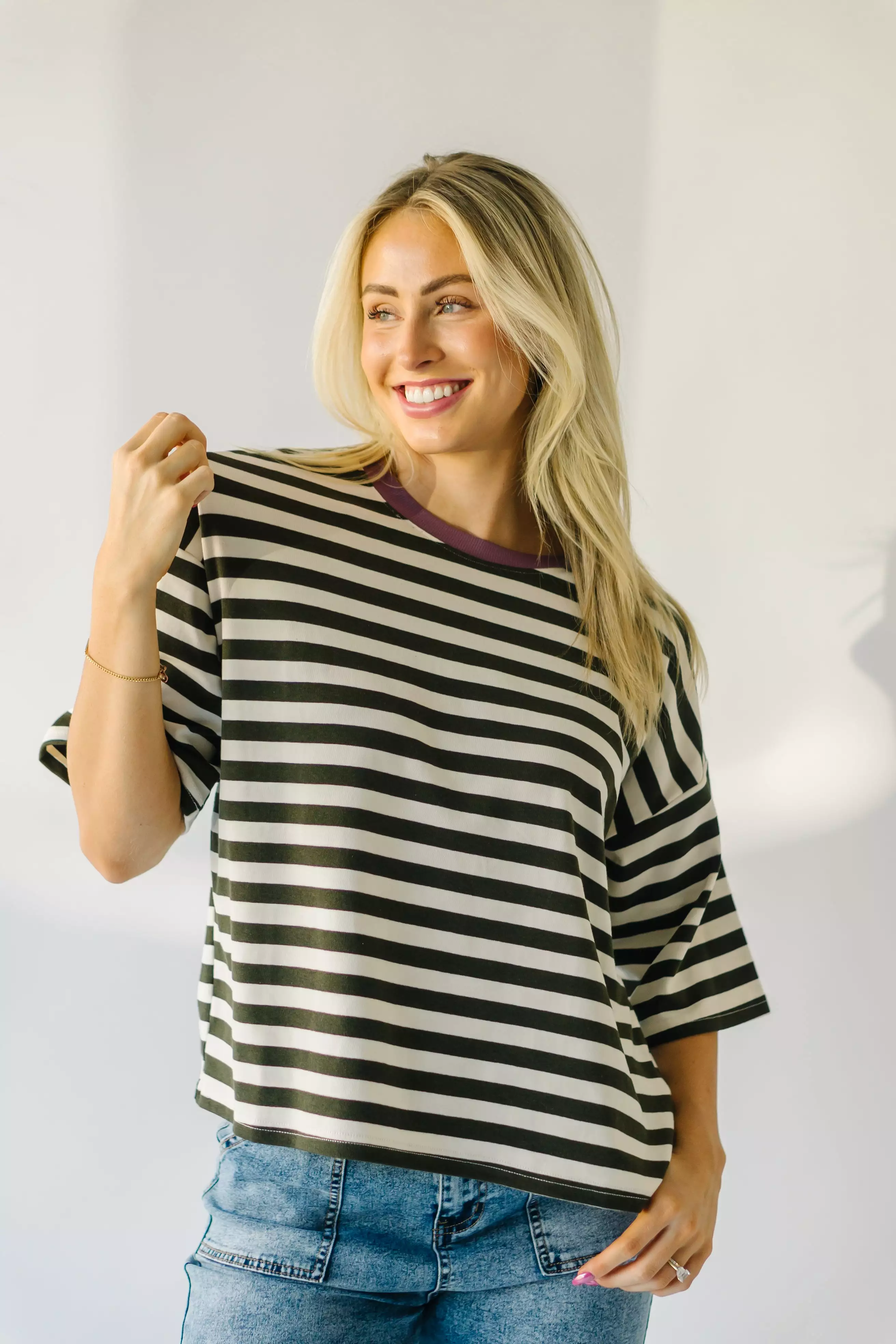 Janson Oversized Tee - Olive Stripe