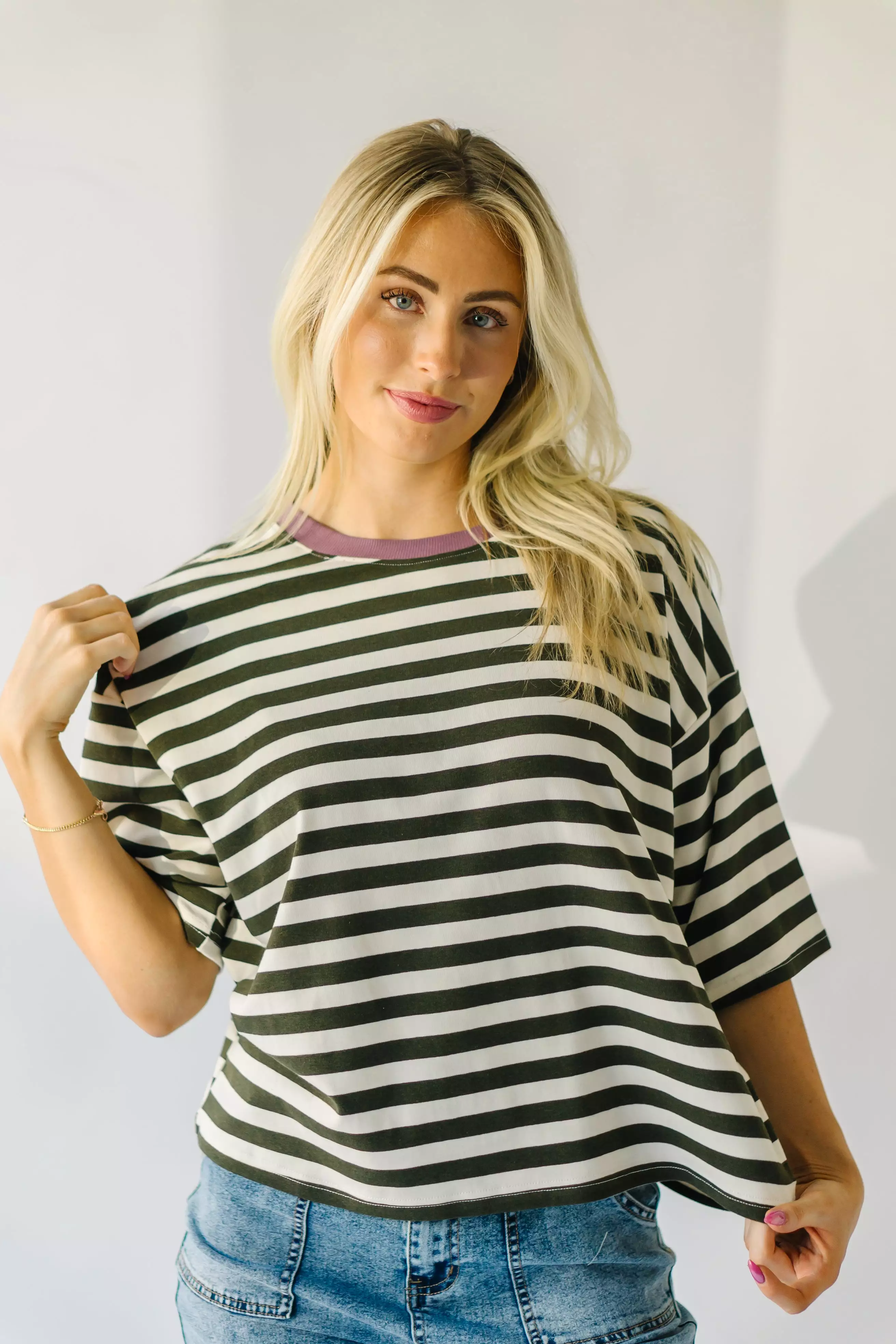 Janson Oversized Tee - Olive Stripe