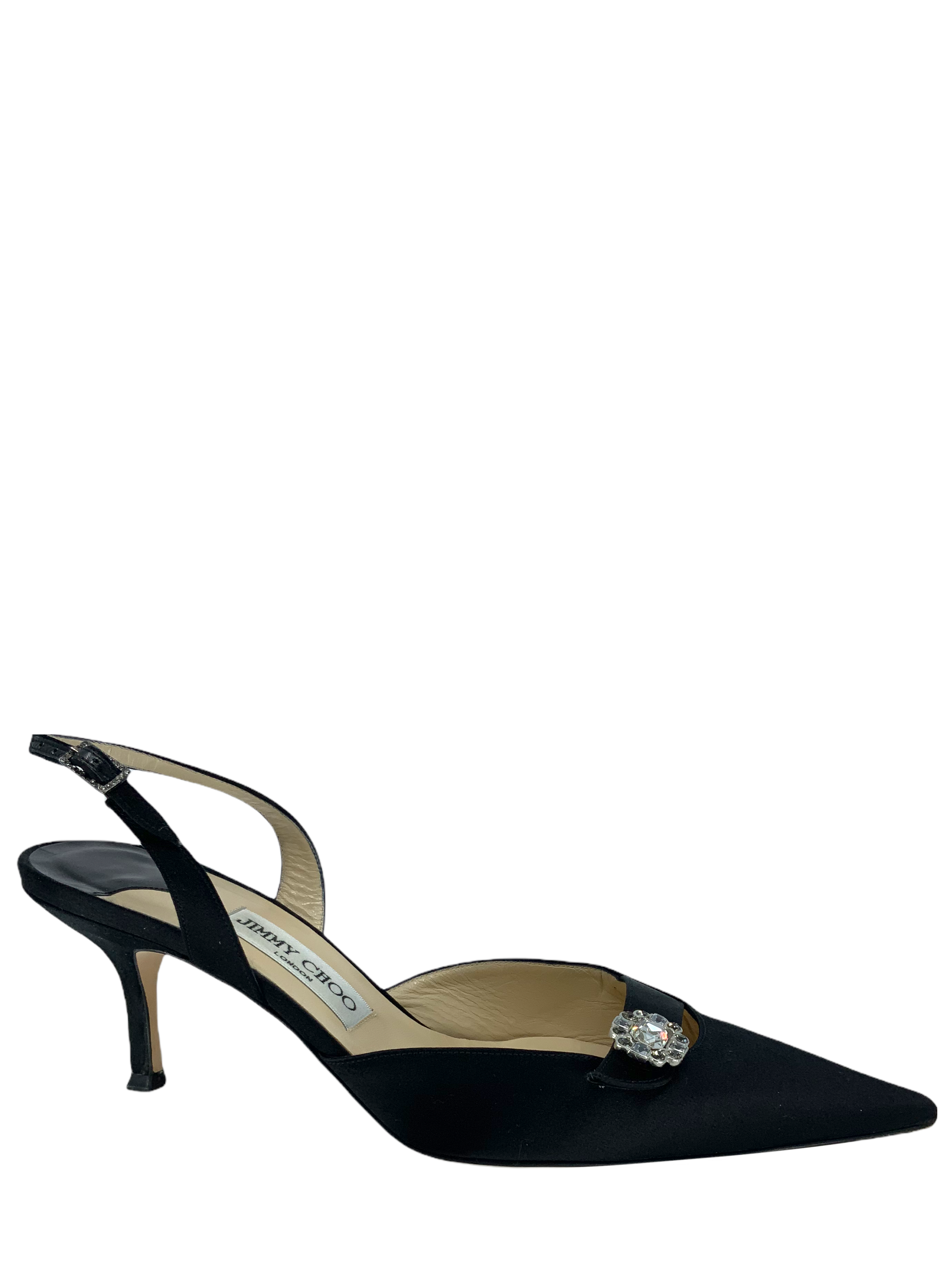 Jimmy Choo Satin Point Toe Slingback Pumps Size 10.5 - Shop now