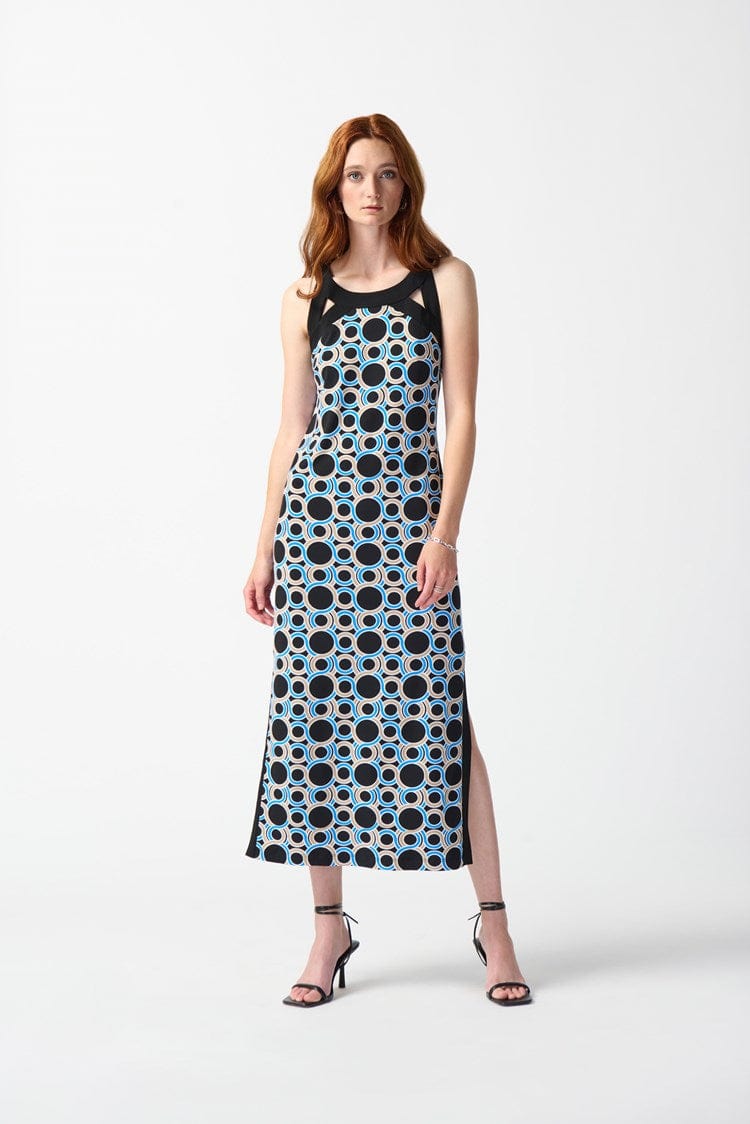 Joseph Ribkoff Silky Knit Geometric Print Maxi Dress - 242080