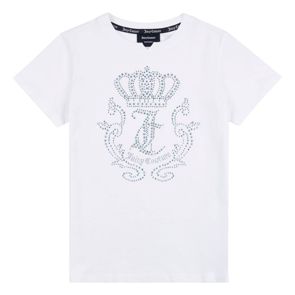 Juicy Couture Junior Diamante Crown T-Shirt - Black Label