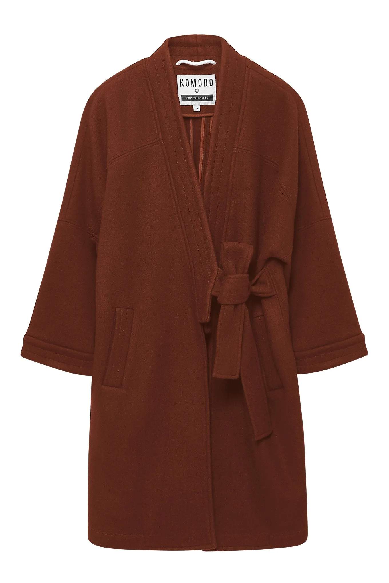 KAIA - Wool Blend Twill Chestnut Coat