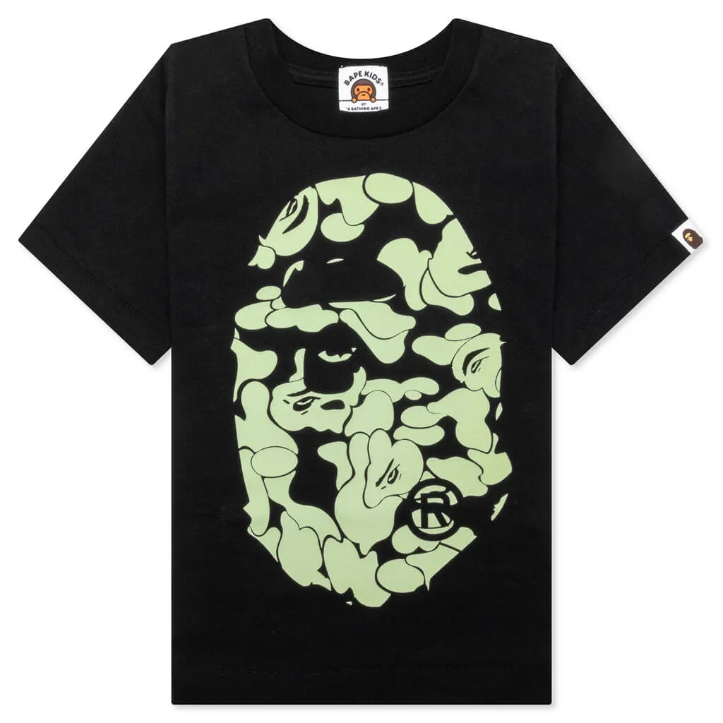 Black Kids Glow in The Dark Camo Big Ape Head Tee