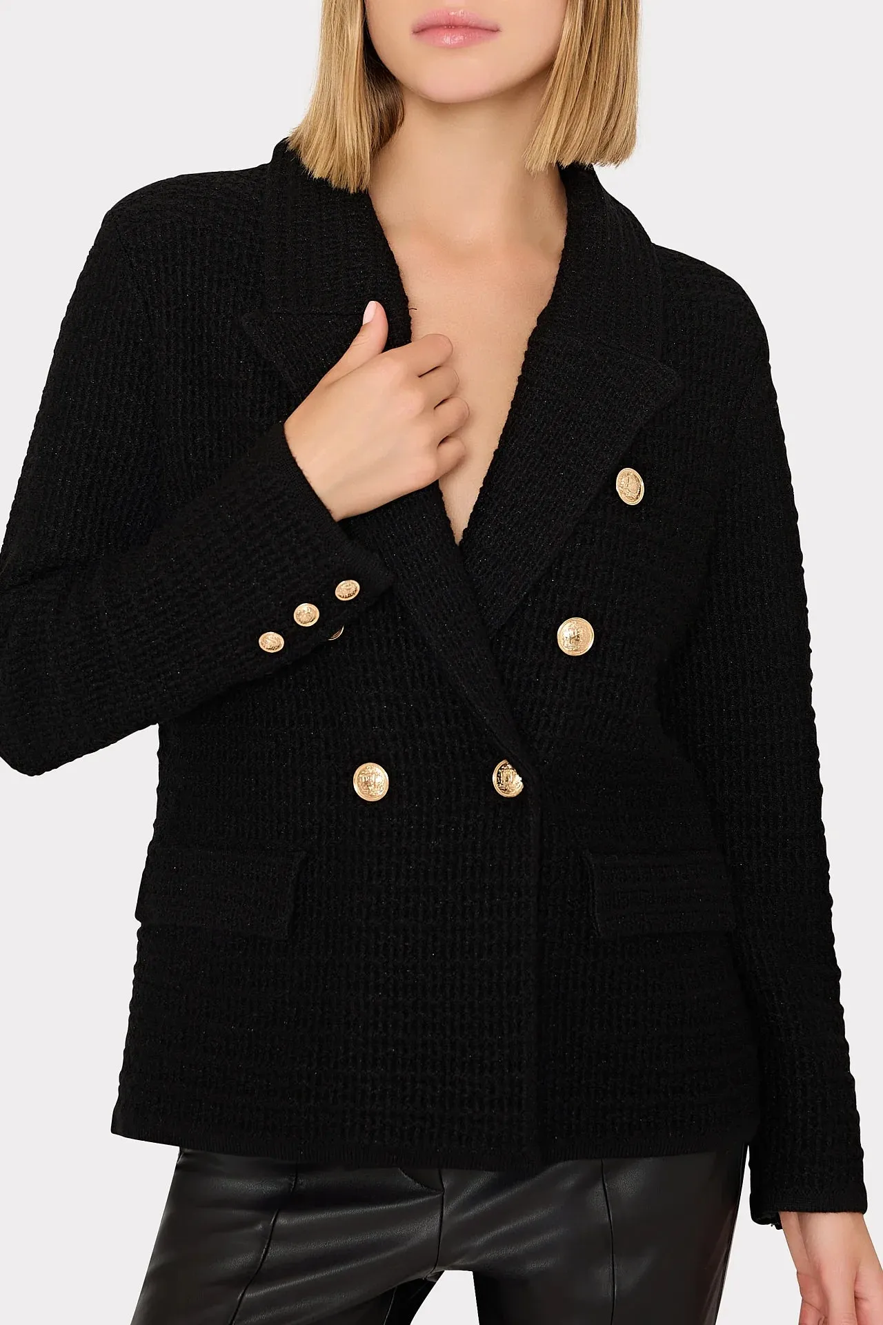 Kimmie Textured Knit Blazer Black