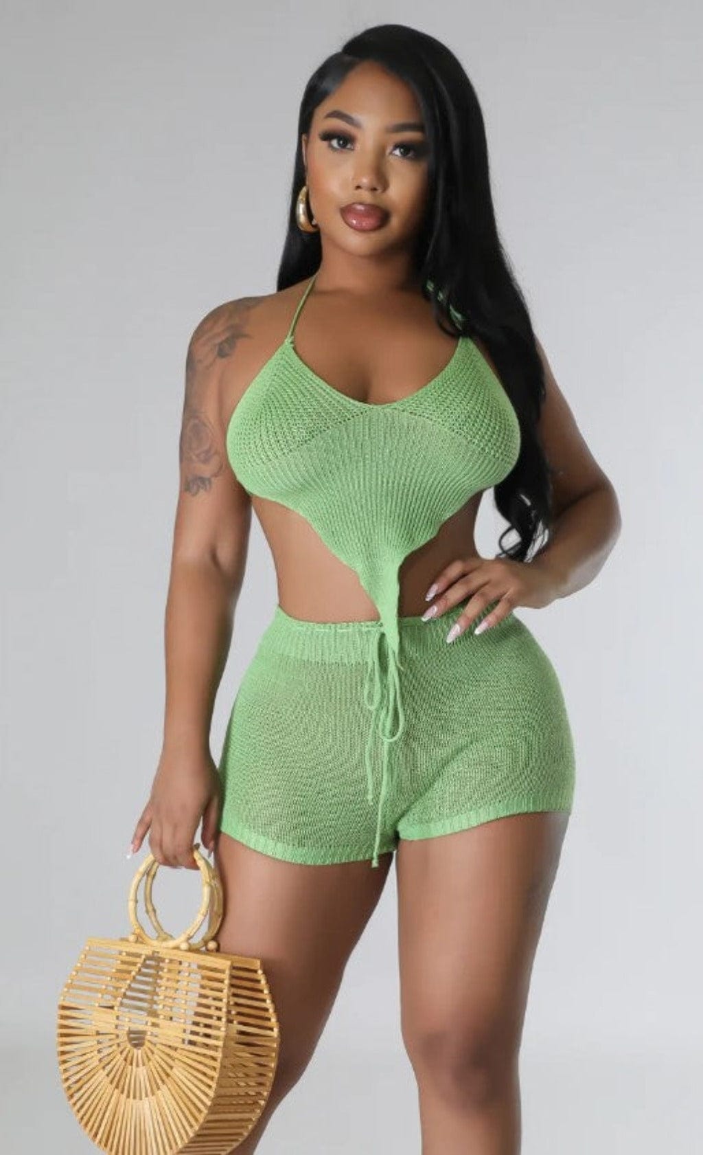 Knit Short Sets Green