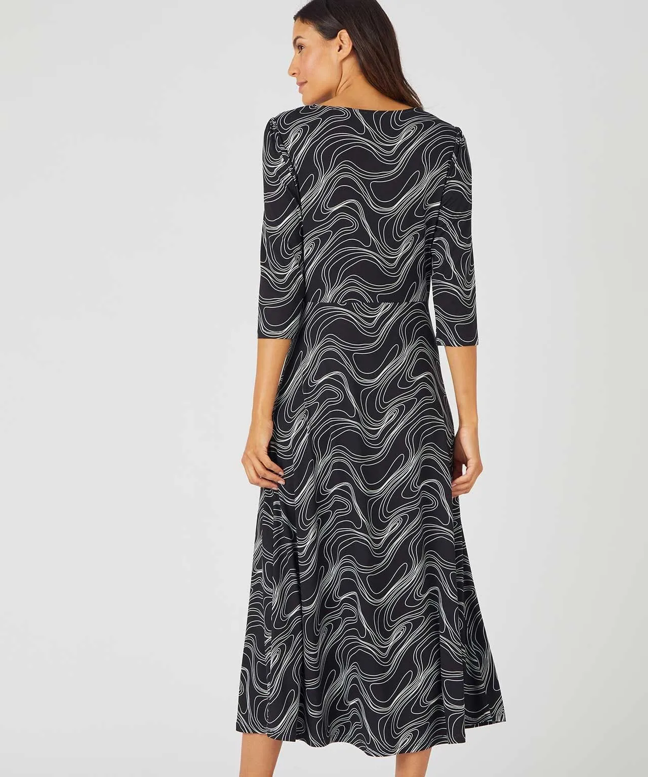 Trendy Knot Front V-Neck Patterned Dress