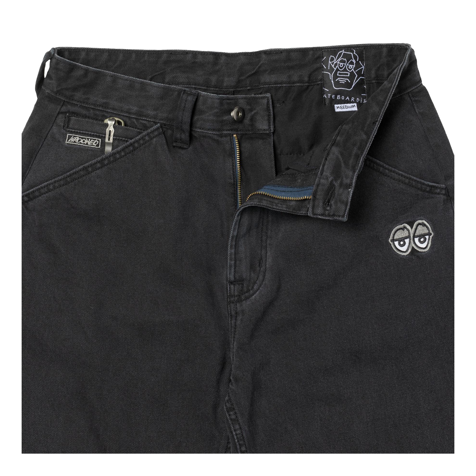 Krooked Eyes Black Denim Twill Pants