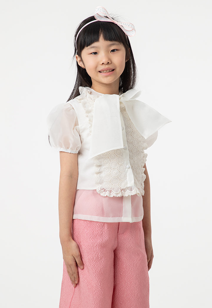 Lace Frill Blouse and Pants Set