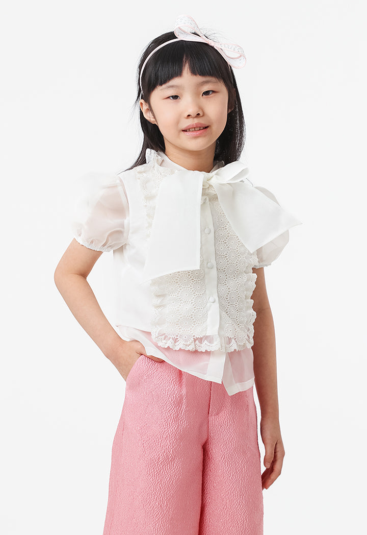 Lace Frill Blouse and Pants Set