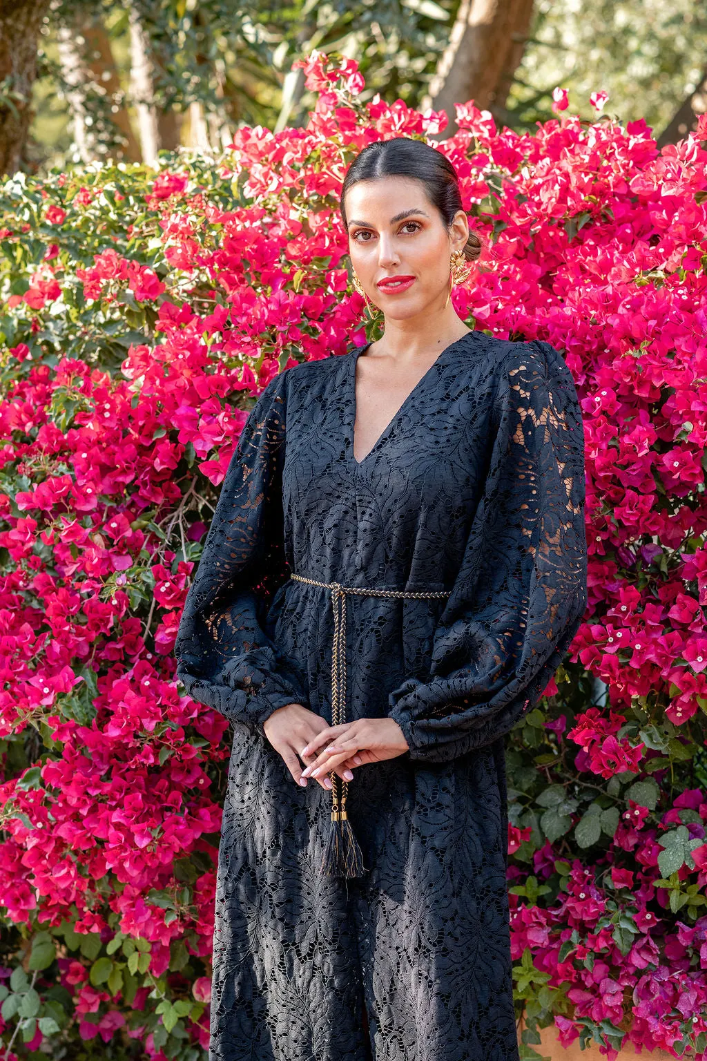 Black Lace Midi Dress