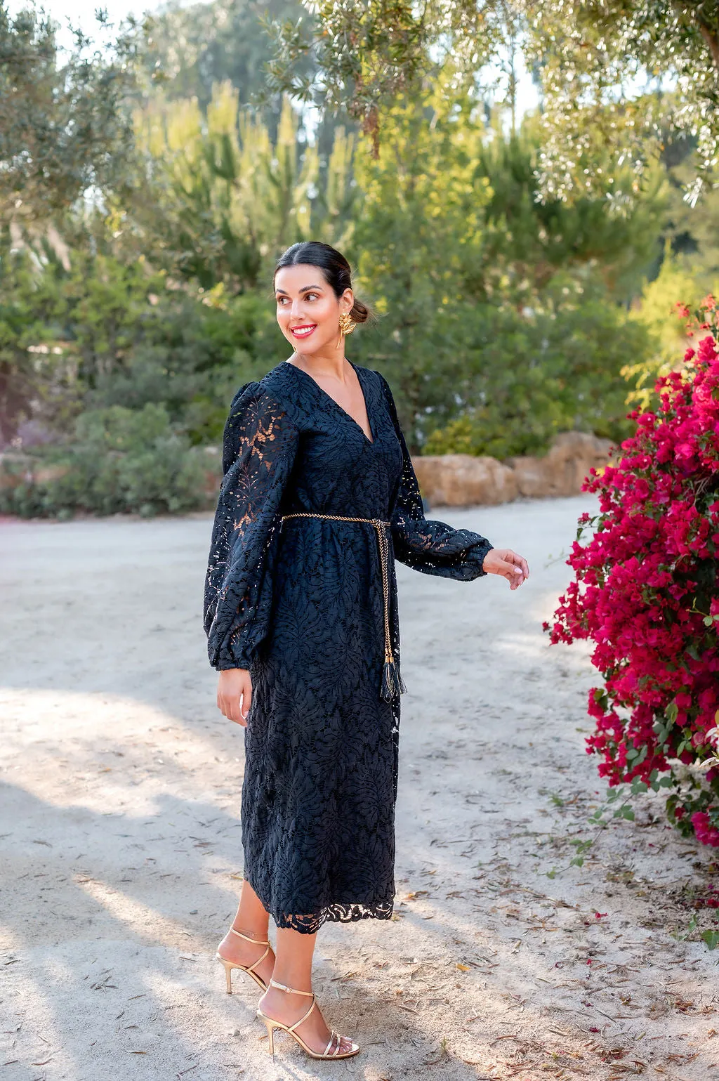 Black Lace Midi Dress