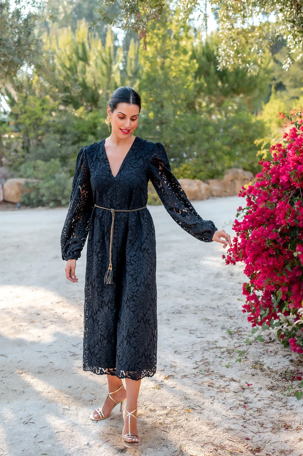 Black Lace Midi Dress