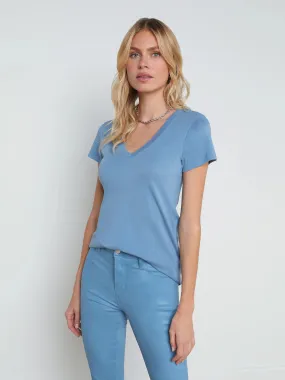 L'agence Becca Cotton V Neck Tee Blue Mist