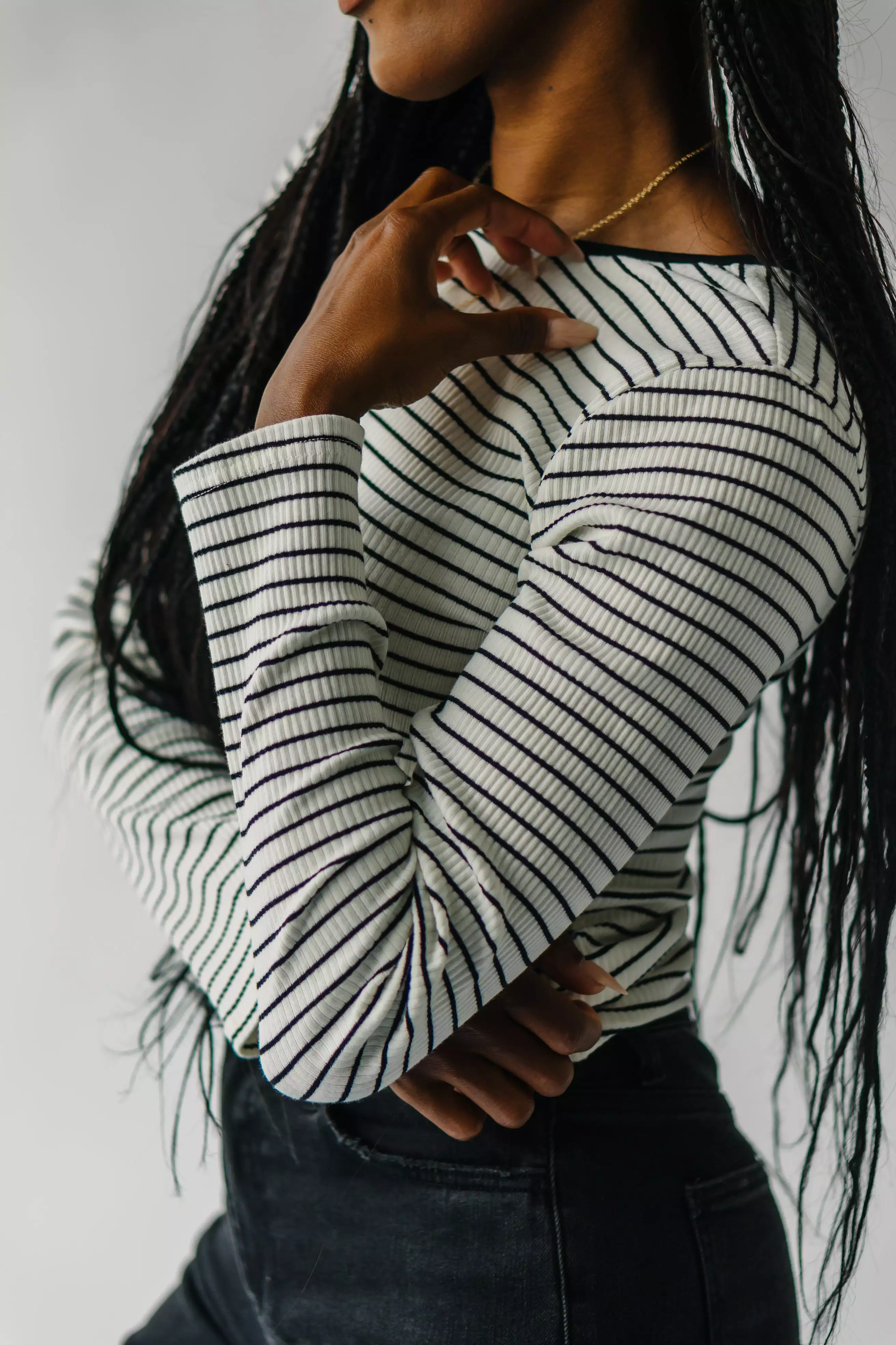 Largo Striped Long Sleeve Tee - White Black: Shop Now