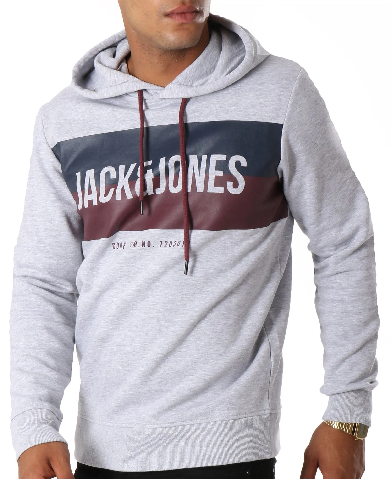 Light Grey Jack & Jones Core Block Overhead Hoodie