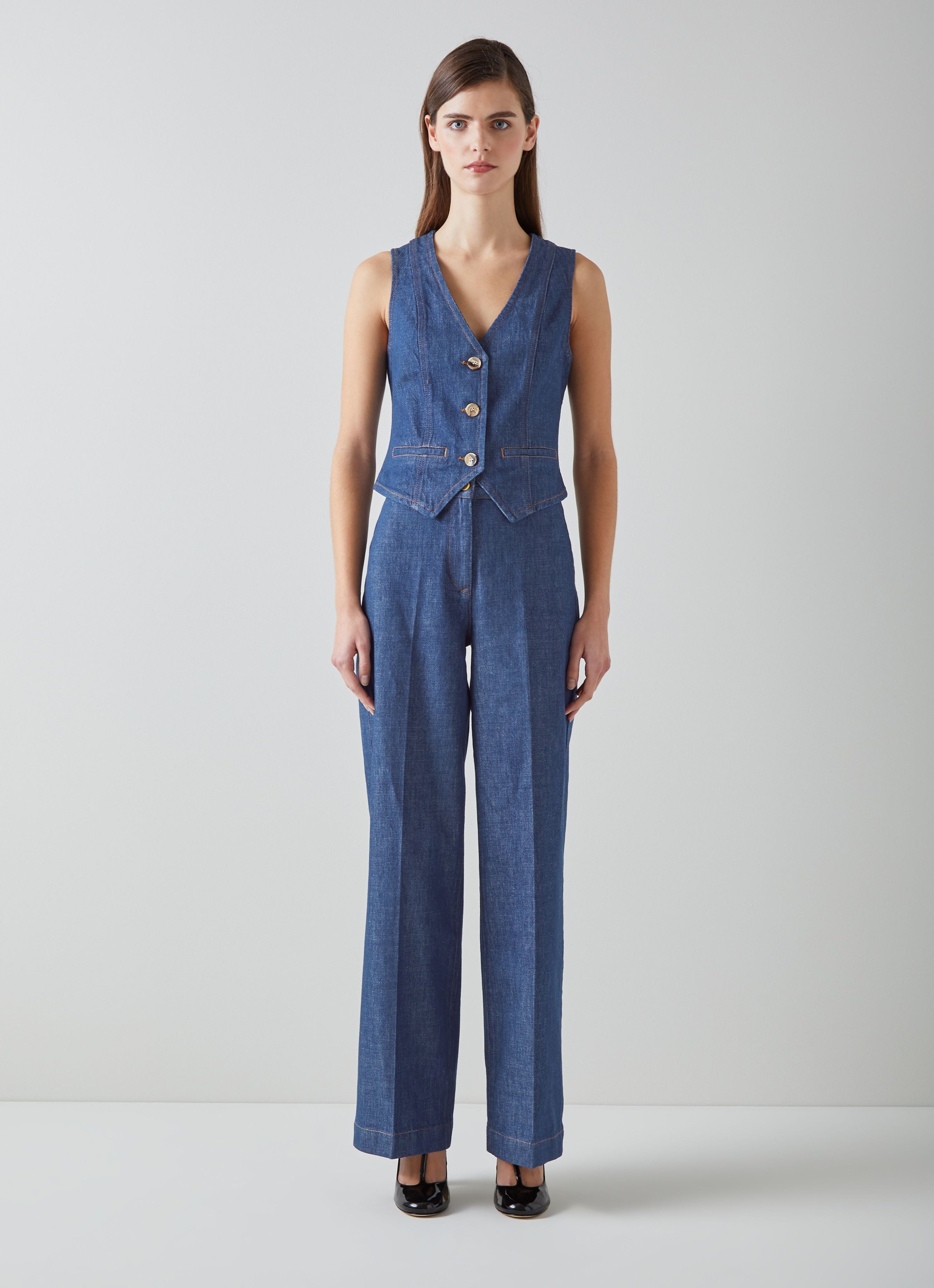 LK Bennett Wide-Leg Trousers - Ami Organic Cotton Denim