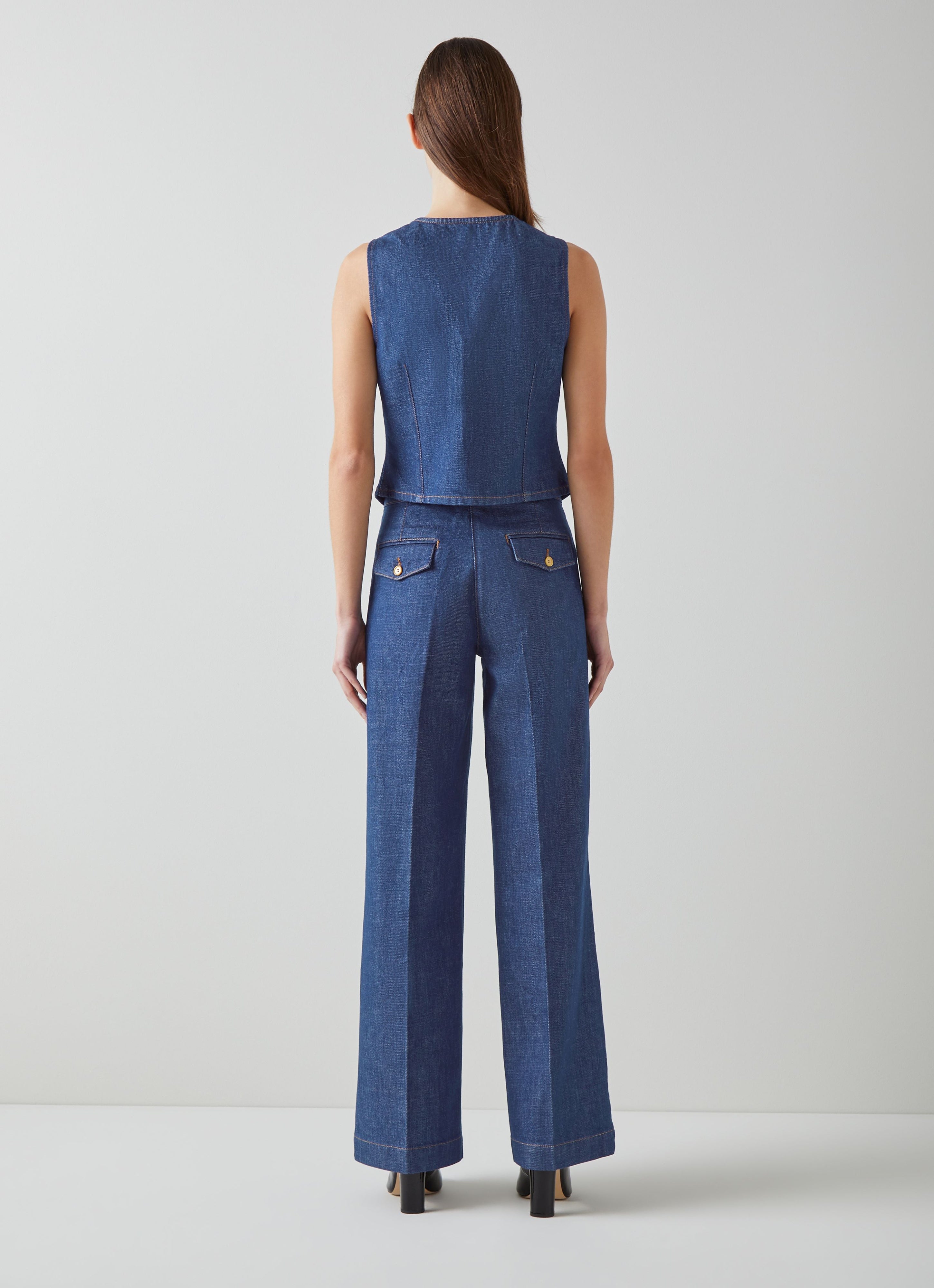 LK Bennett Wide-Leg Trousers - Ami Organic Cotton Denim