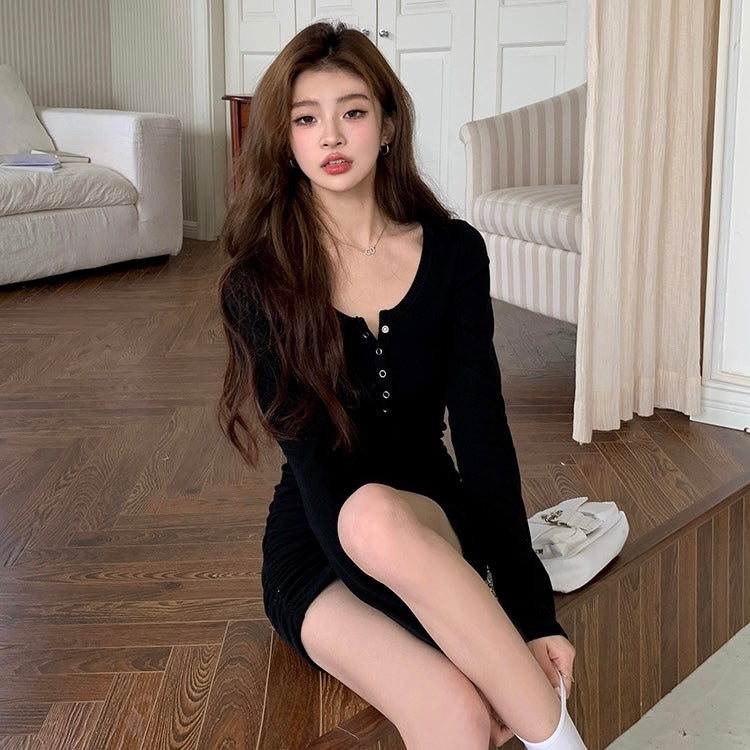 Long-Sleeve Knit Dress