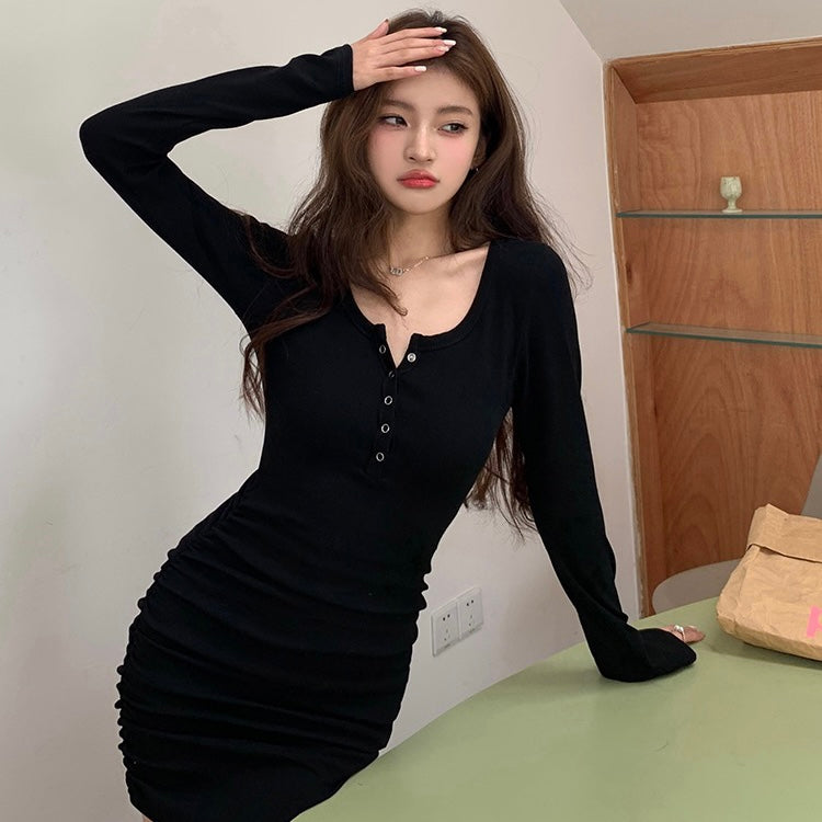 Long-Sleeve Knit Dress