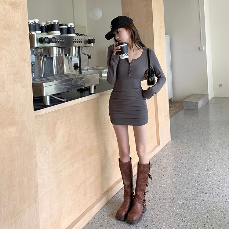 Long-Sleeve Knit Dress