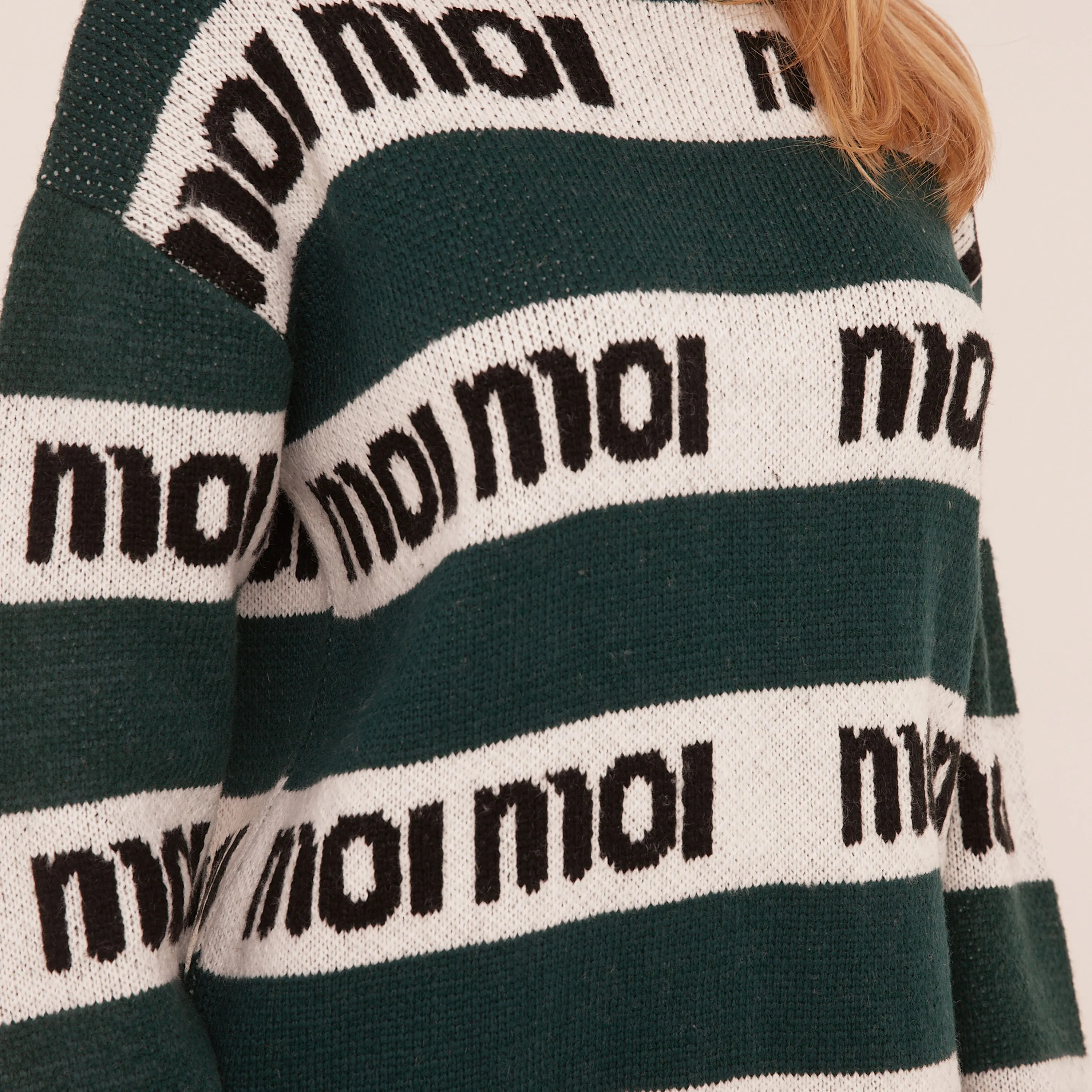 Green Stripe Knit Oversized Jumper Dress