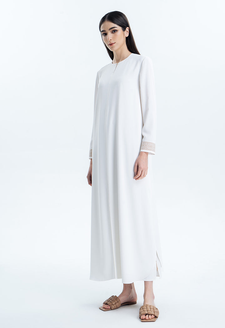 Long Slit Solid A-Line Dress