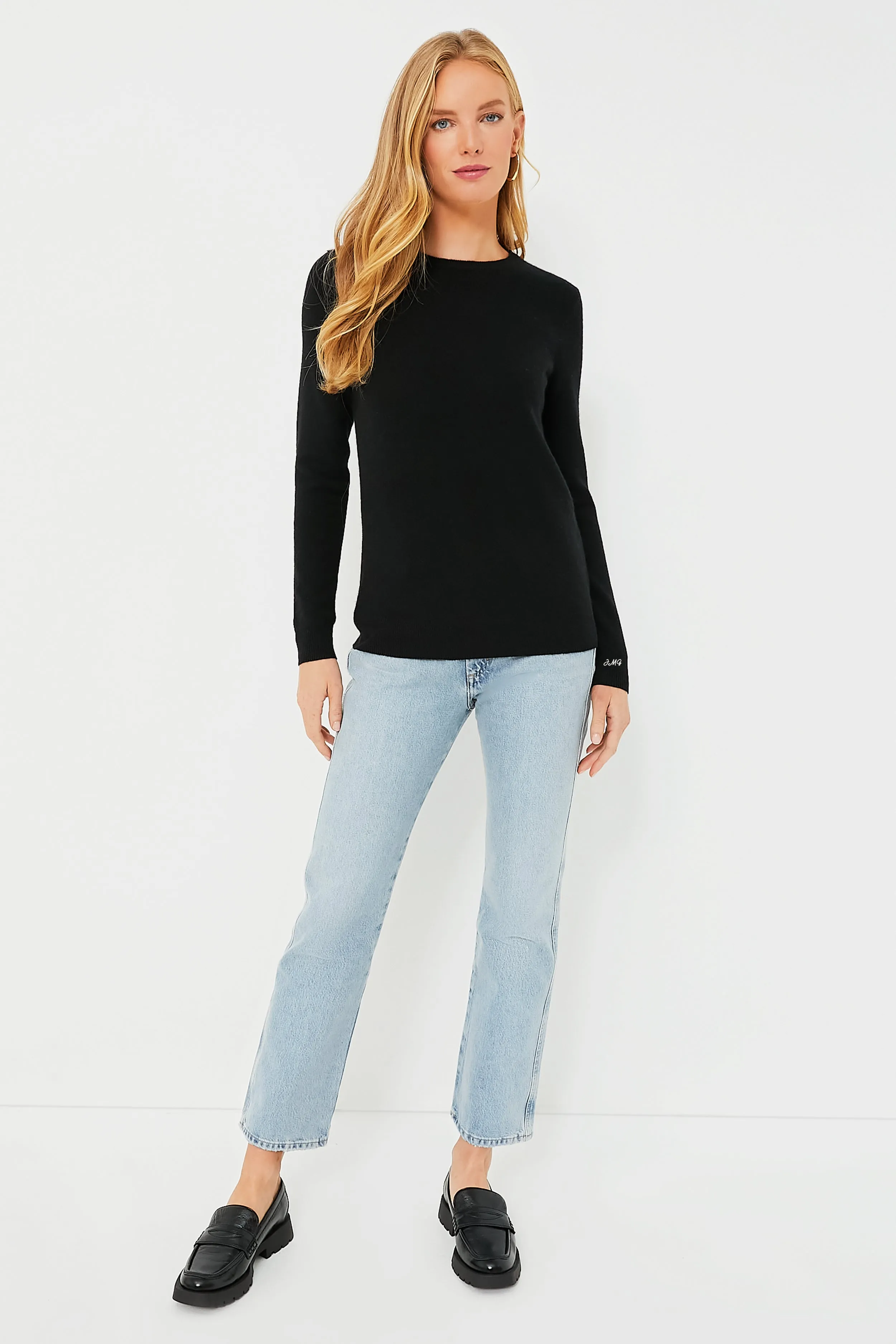 Luxurious Black Cashmere Crewneck Sweater