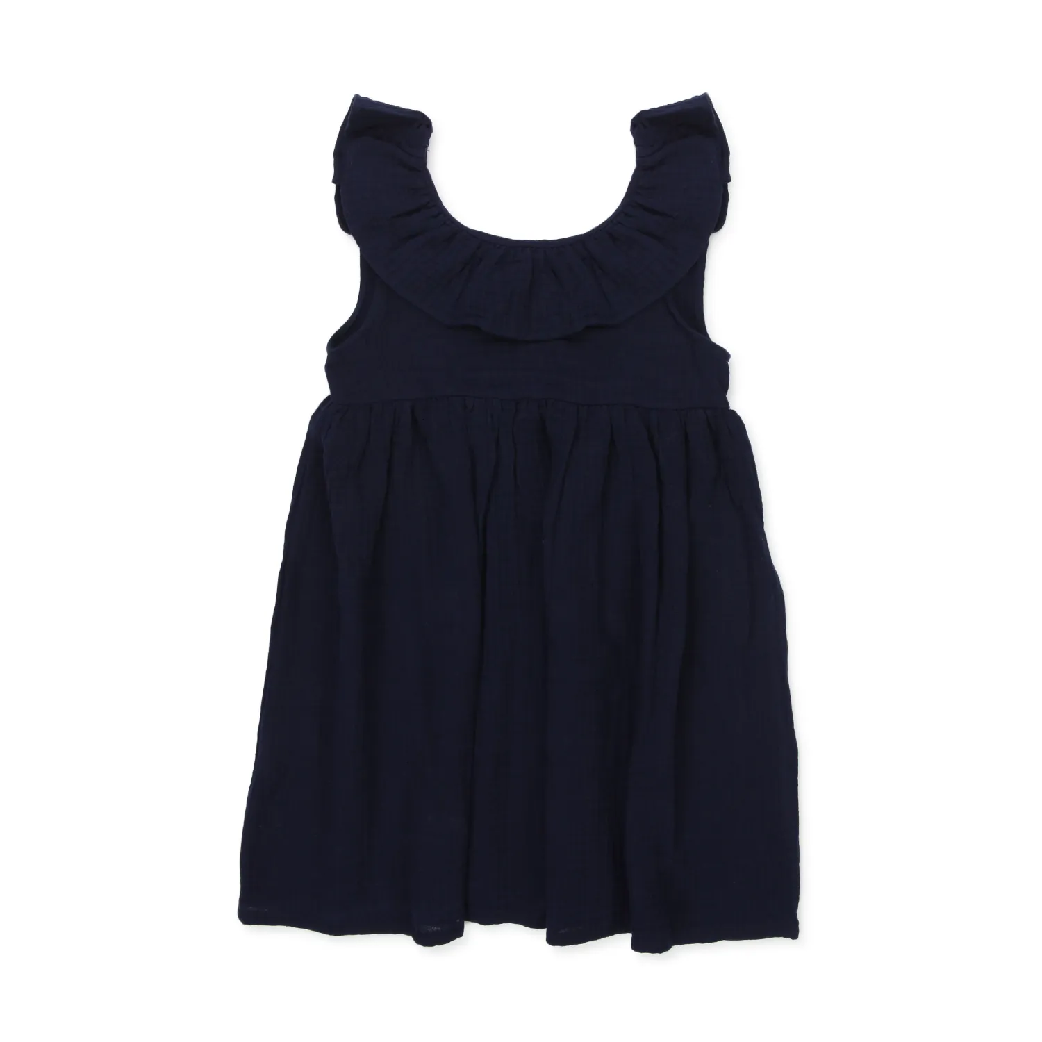 Magil Blue Sleeveless Dress with Ruffles for Girls