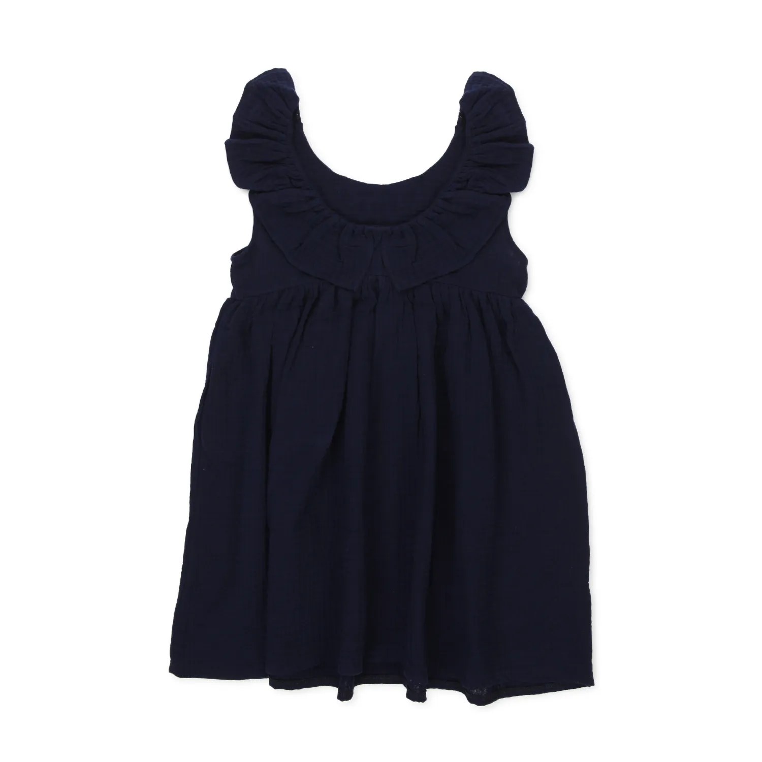 Magil Blue Sleeveless Dress with Ruffles for Girls