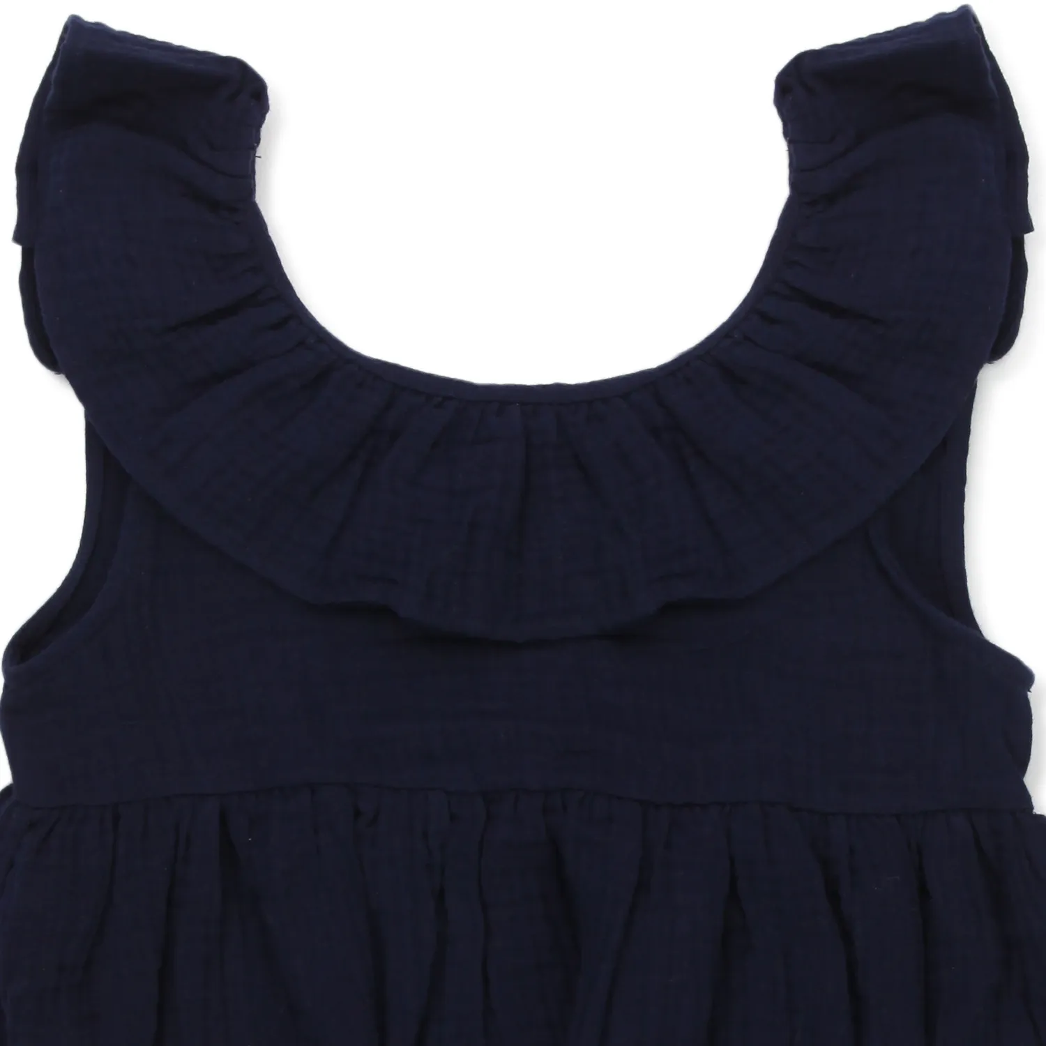 Magil Blue Sleeveless Dress with Ruffles for Girls