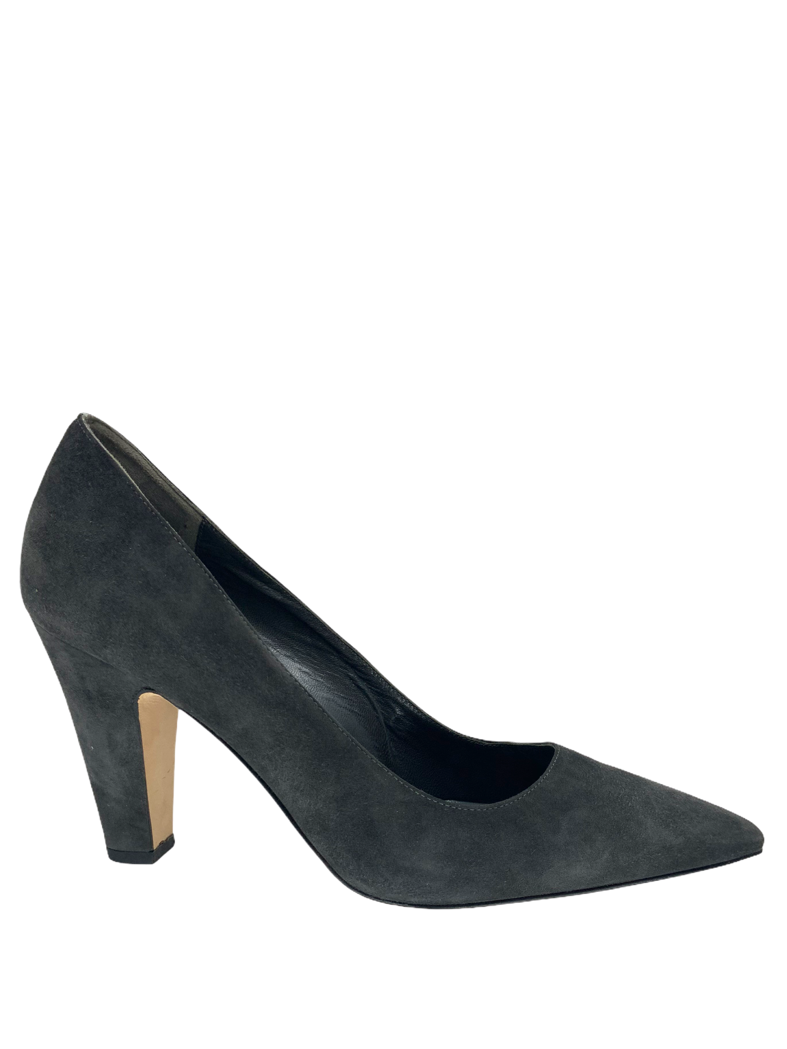 Manolo Blahnik Alba Suede Block-Heel Pumps 8.5