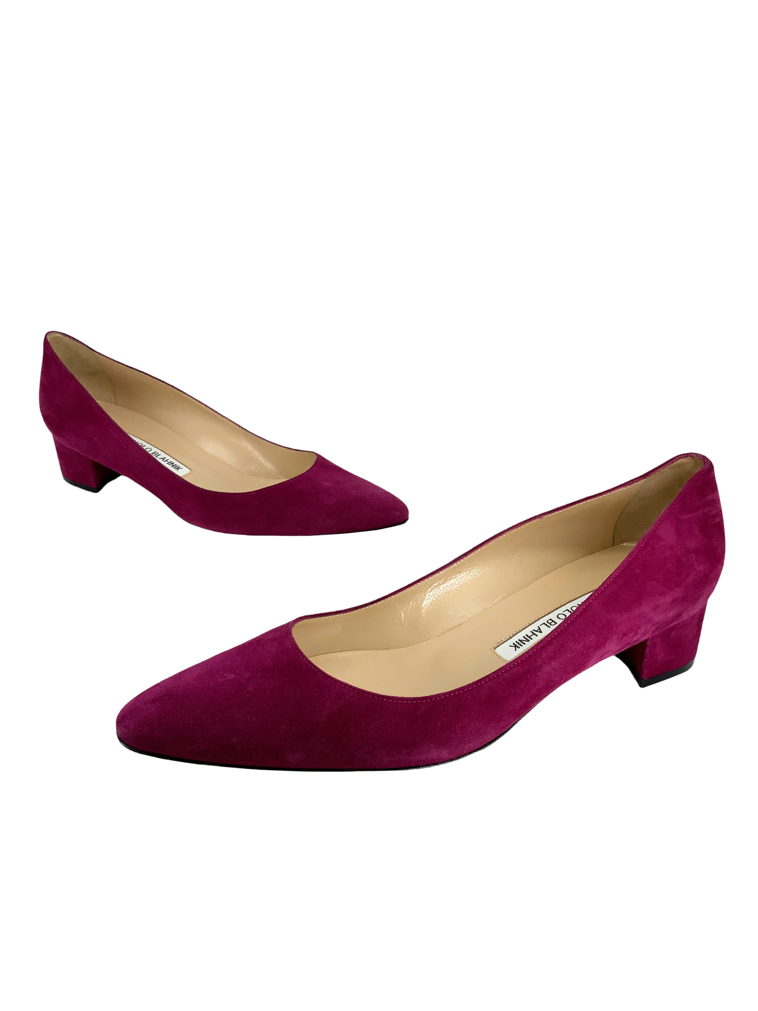 Manolo Blahnik suede pumps 9.5 - Listony block heel