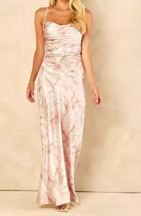 Maxi Dress with Cowl Neck and Lace Up Back Design