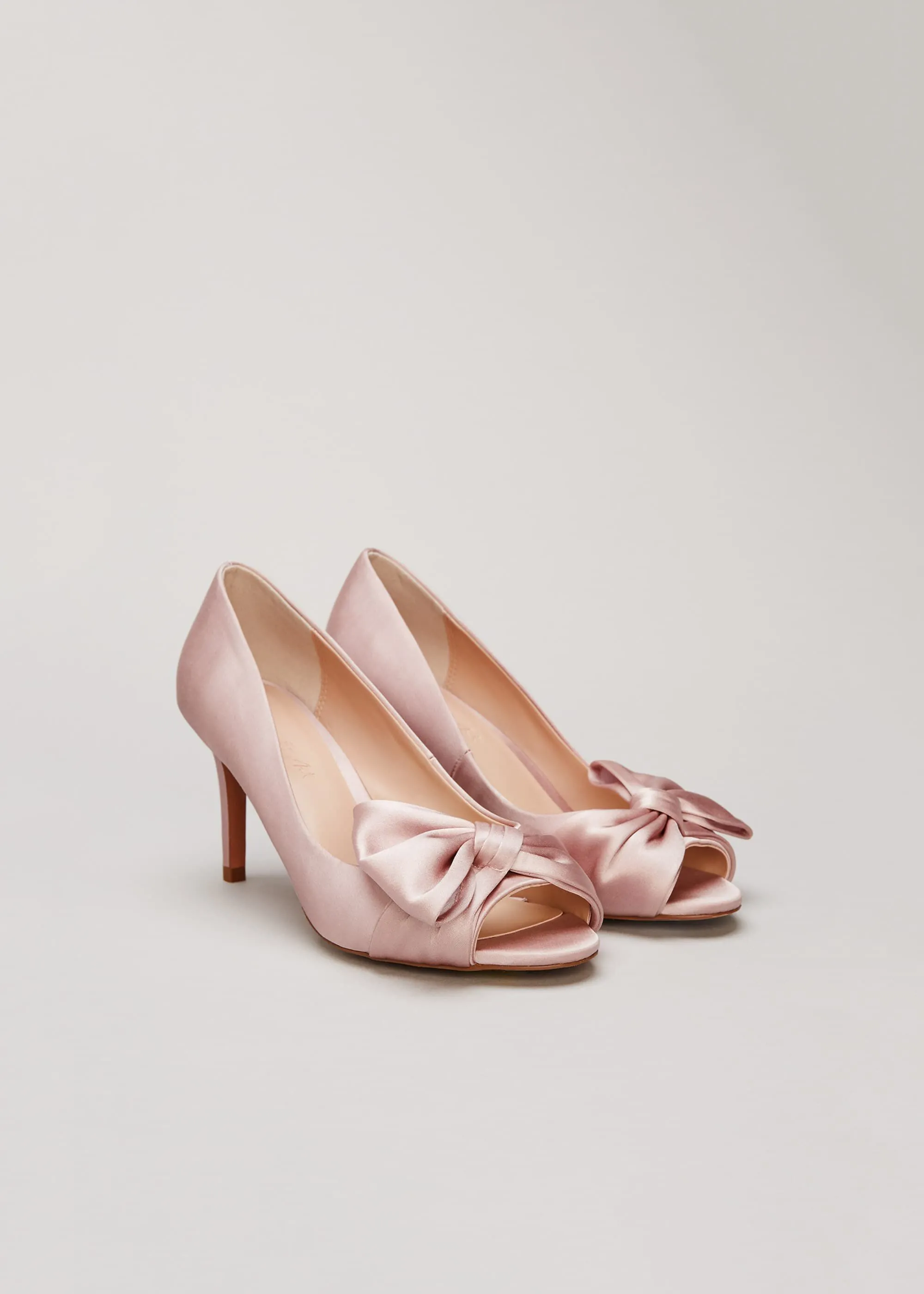 Meaghan Satin Bow Peep Toe - Satin Bow Peep Toe Heels