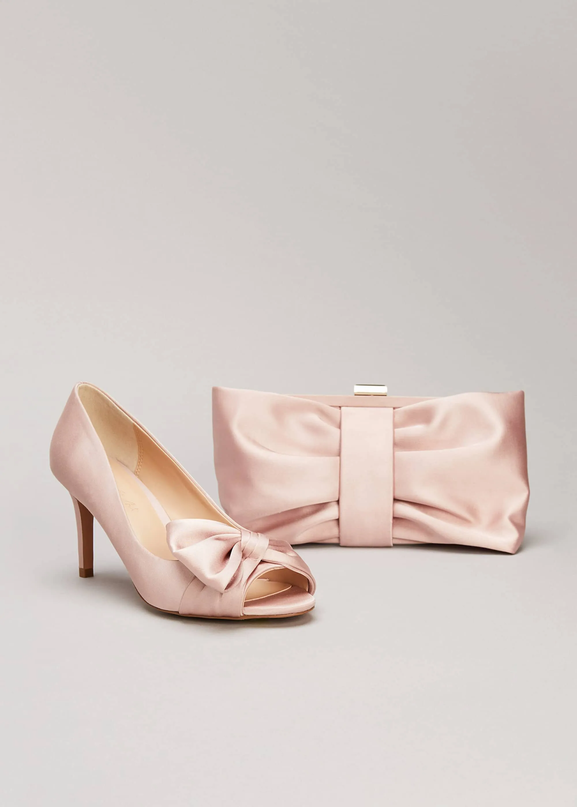 Meaghan Satin Bow Peep Toe - Satin Bow Peep Toe Heels