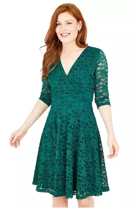 Mela London Green Lace Flared Dress