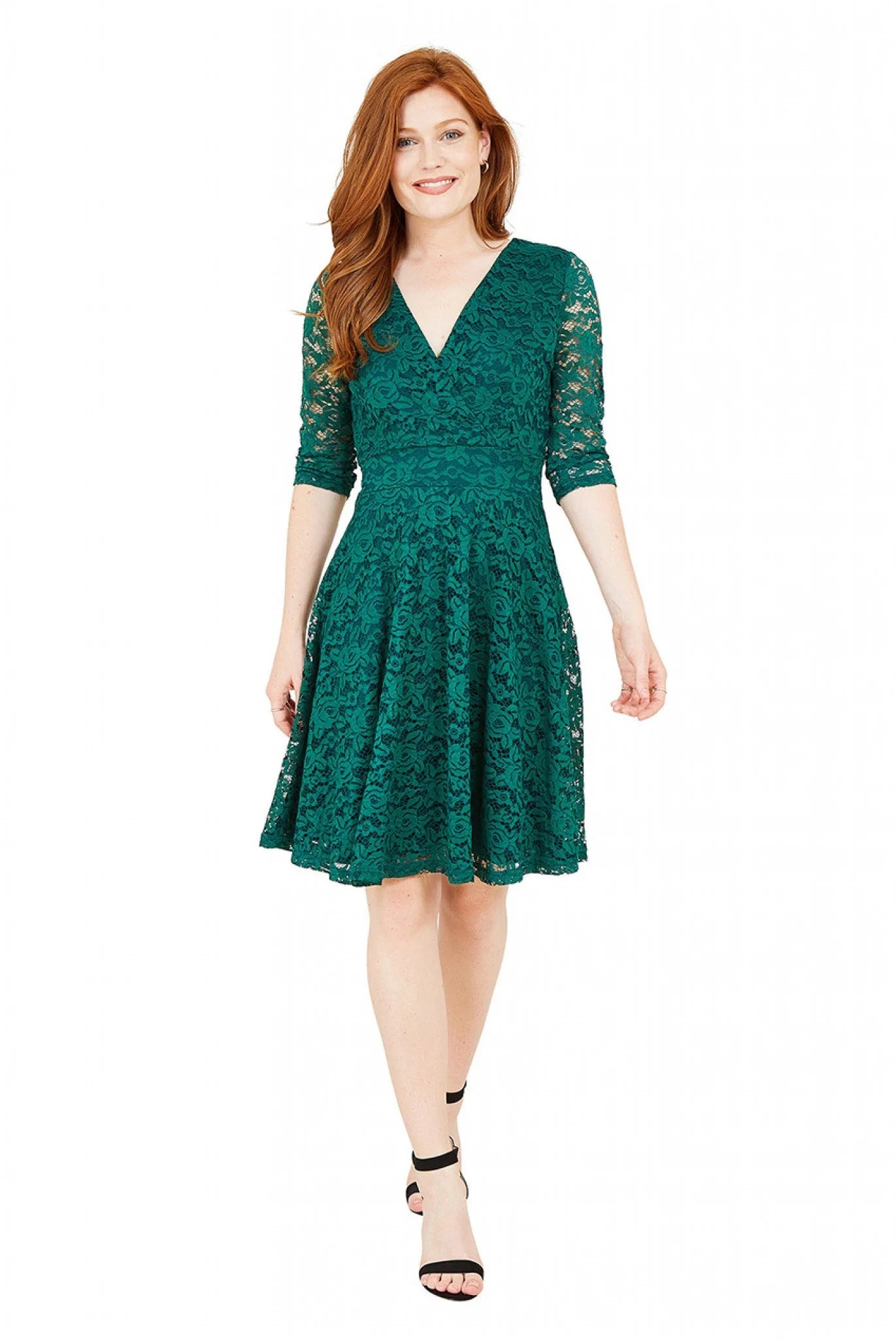 Mela London Green Lace Flared Dress