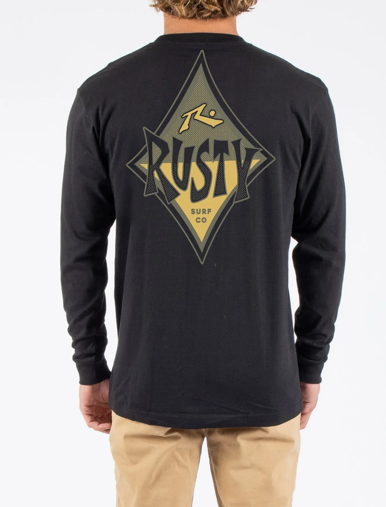 Black Deserted Long Sleeve Tee for Men