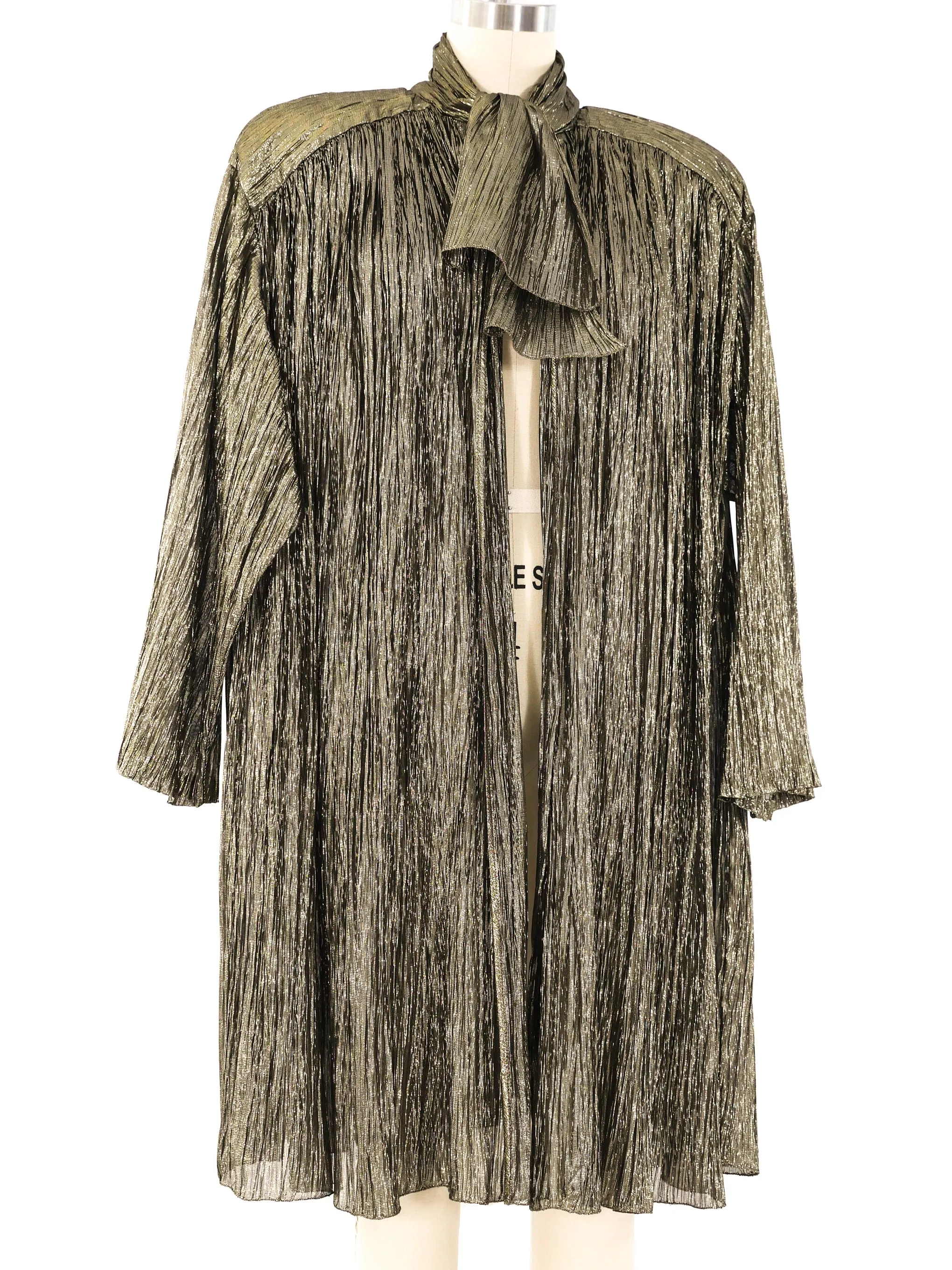 Metallic Gold Pleated Evening Jacket Krizia