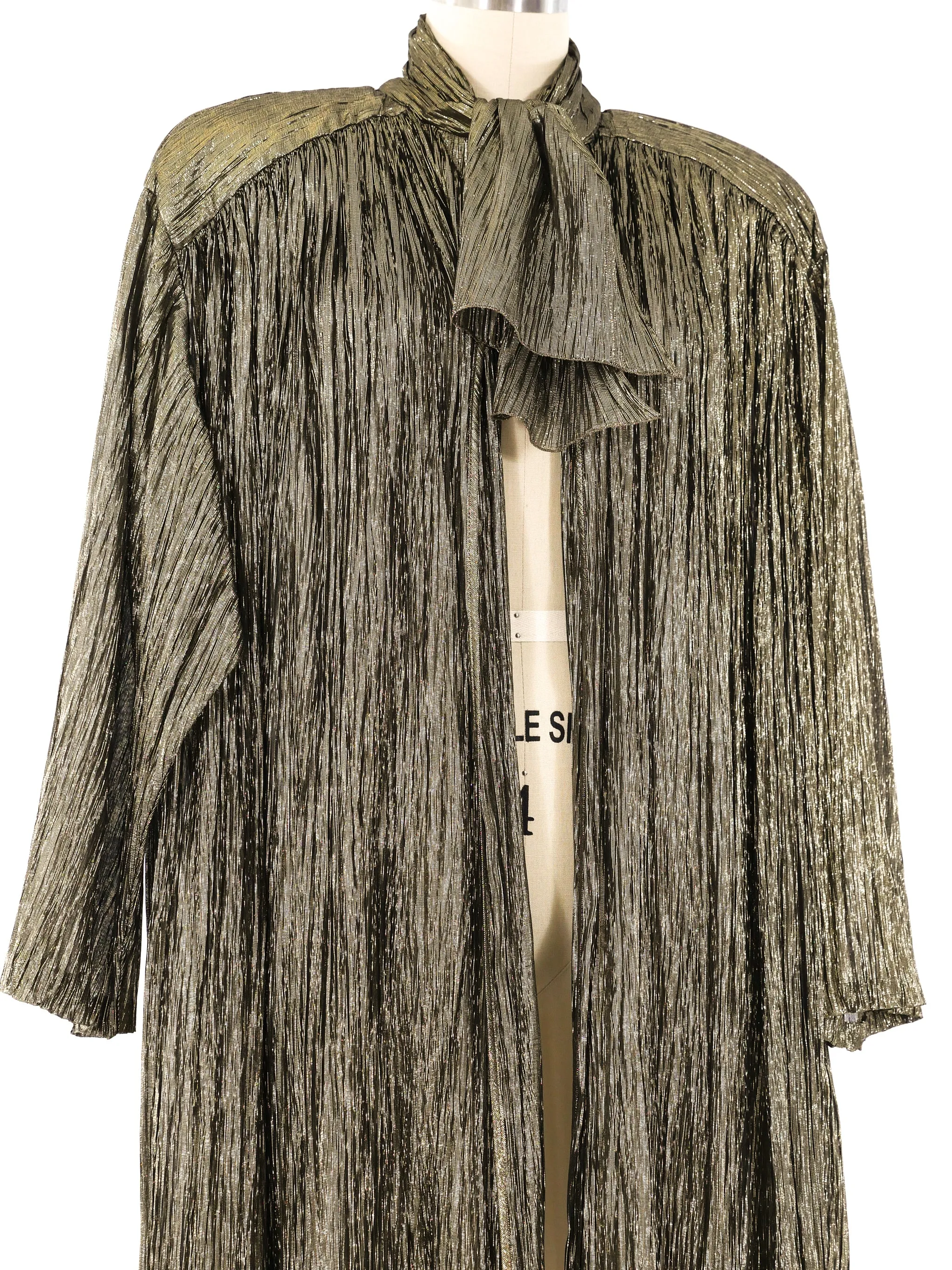 Metallic Gold Pleated Evening Jacket Krizia