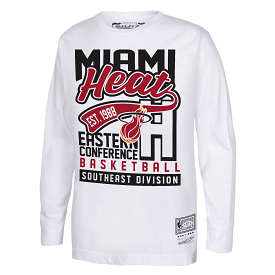 Miami HEAT Tail Sweep Long Sleeve Tee for Youth | Mitchell & Ness