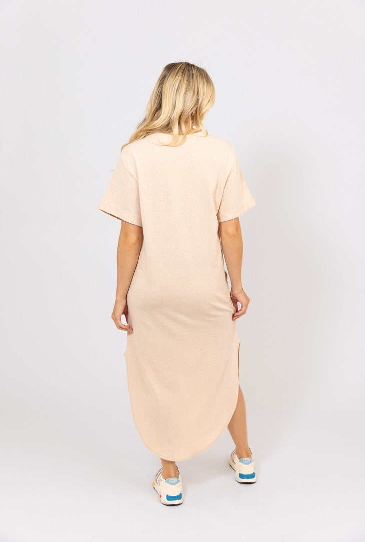 Midi dress with knitted pocket