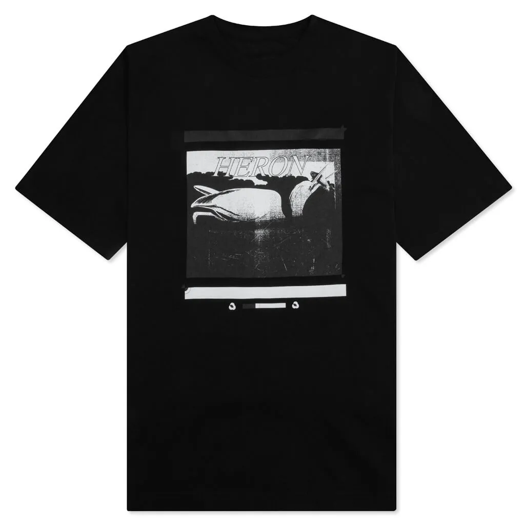 Misprinted Heron Short Sleeve Tee - Black On Black