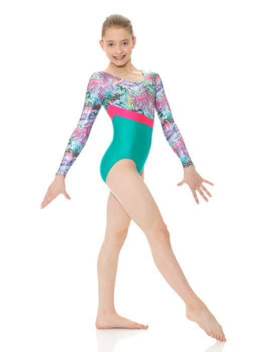 Mondor 17859 Youth 8-10 Graffiti Long Sleeve Gymnastics Leotard